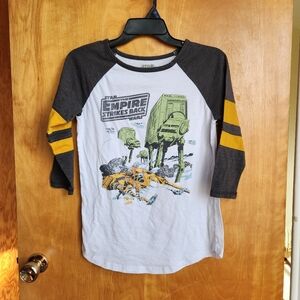 Star Wars Empire Strikes Back Womens Shirt - White, Black, and Yellow